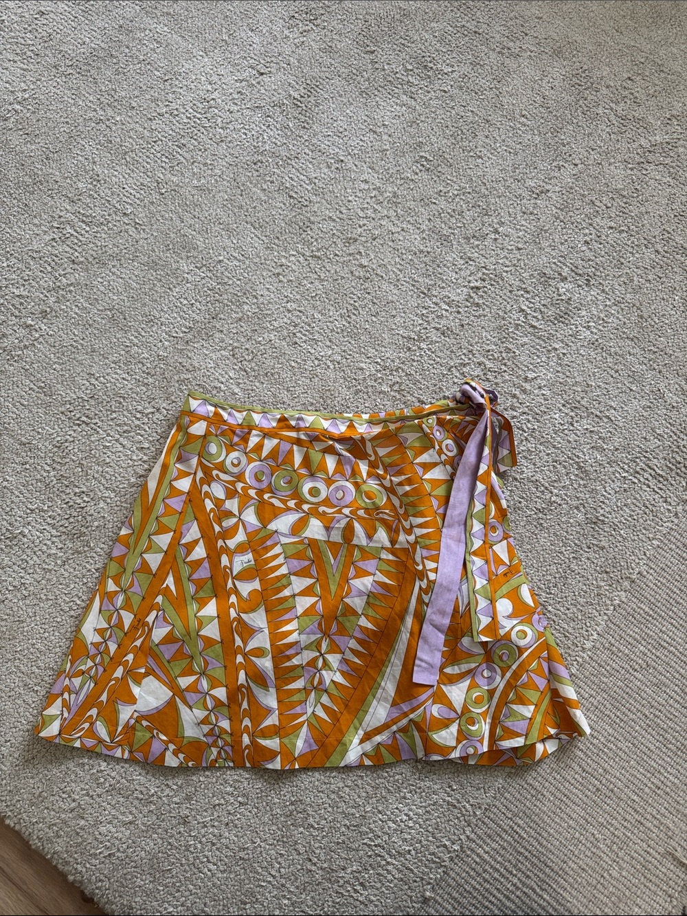 Emilio Pucci Orange, Pink & Green A-Line Wrap Skirt size 38 US 6 LIKE NEW